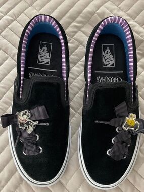 Vans Nightmare Before Christmas black suede slip-ons NEW  /  Official Disney